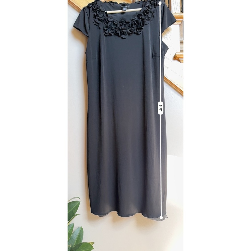 Alfani Womens Black Dress‎ Large Sheath Ruffle Neckline Whimsigoth Witchy LBD - Picture 6 of 7